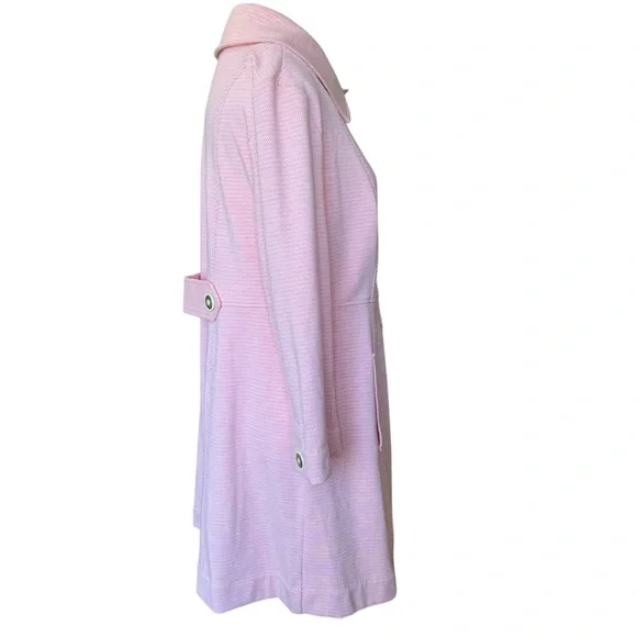 CAbi Take 5 Long Topper Jacket Coat Pink Tweed Button Front Sz M Career Stretch - Picture 5 of 15